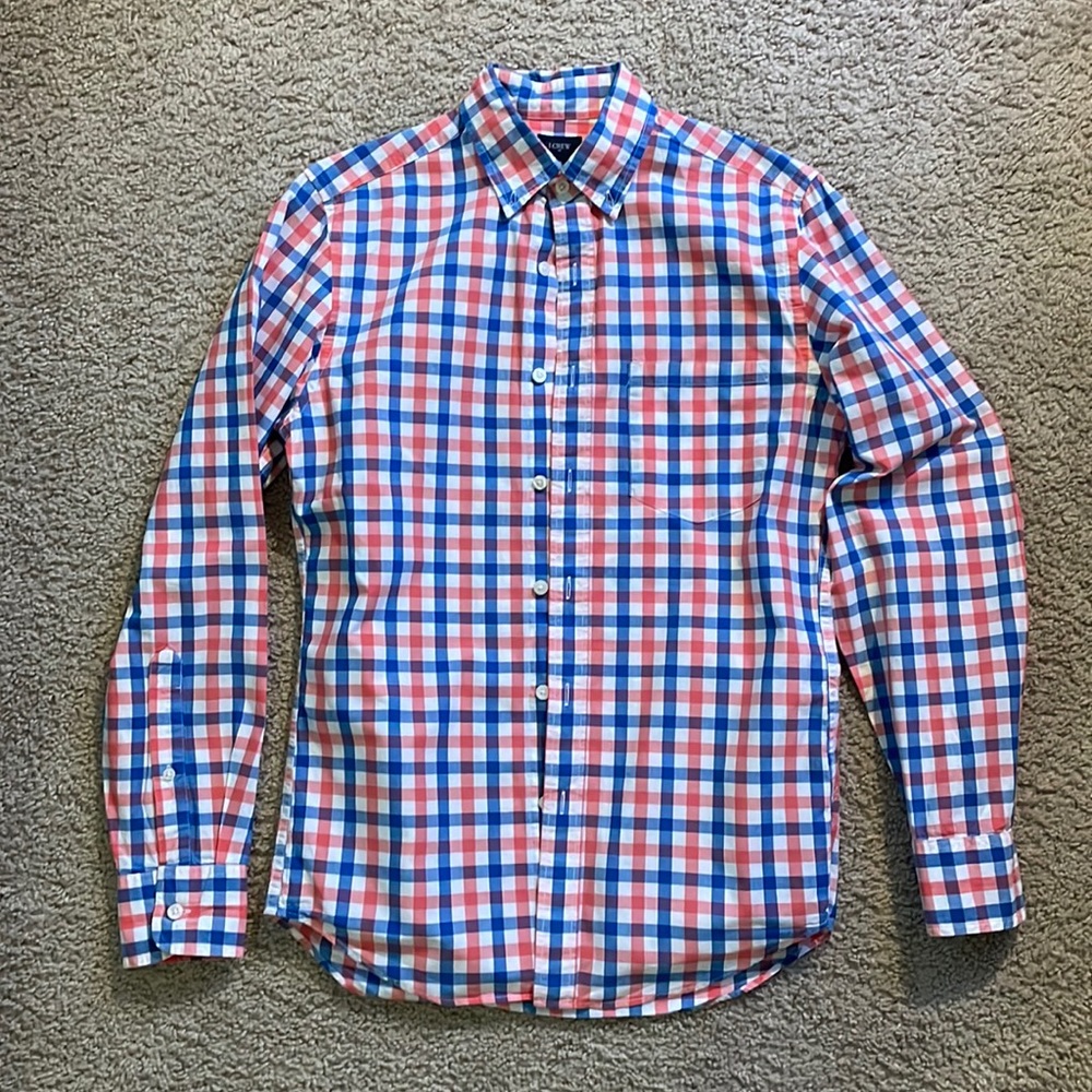 Pink and Blue Checkered Dress Shirt